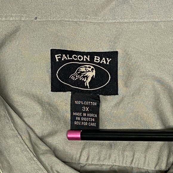 Falcon Bay 3X Grey Green Long Sleeve Collared Button Front Dress Shirt Tailored - Picture 10 of 12